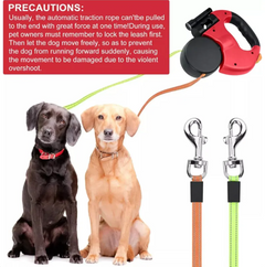 Dual Retractable Dog Leash for 2 Dogs