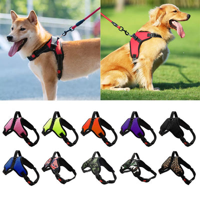 Adjustable Dog Harnesswith Reflective Leash Set